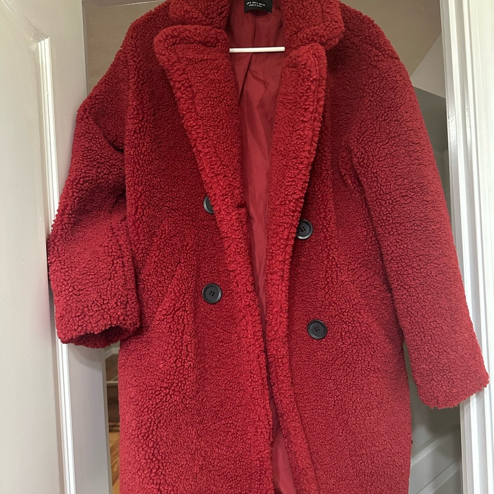 Women's Red Teddy Coat